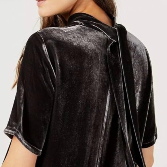 EILEEN FISHER CHARCOAL VELVET BACK TIE SHIFT - Picture 6 of 6